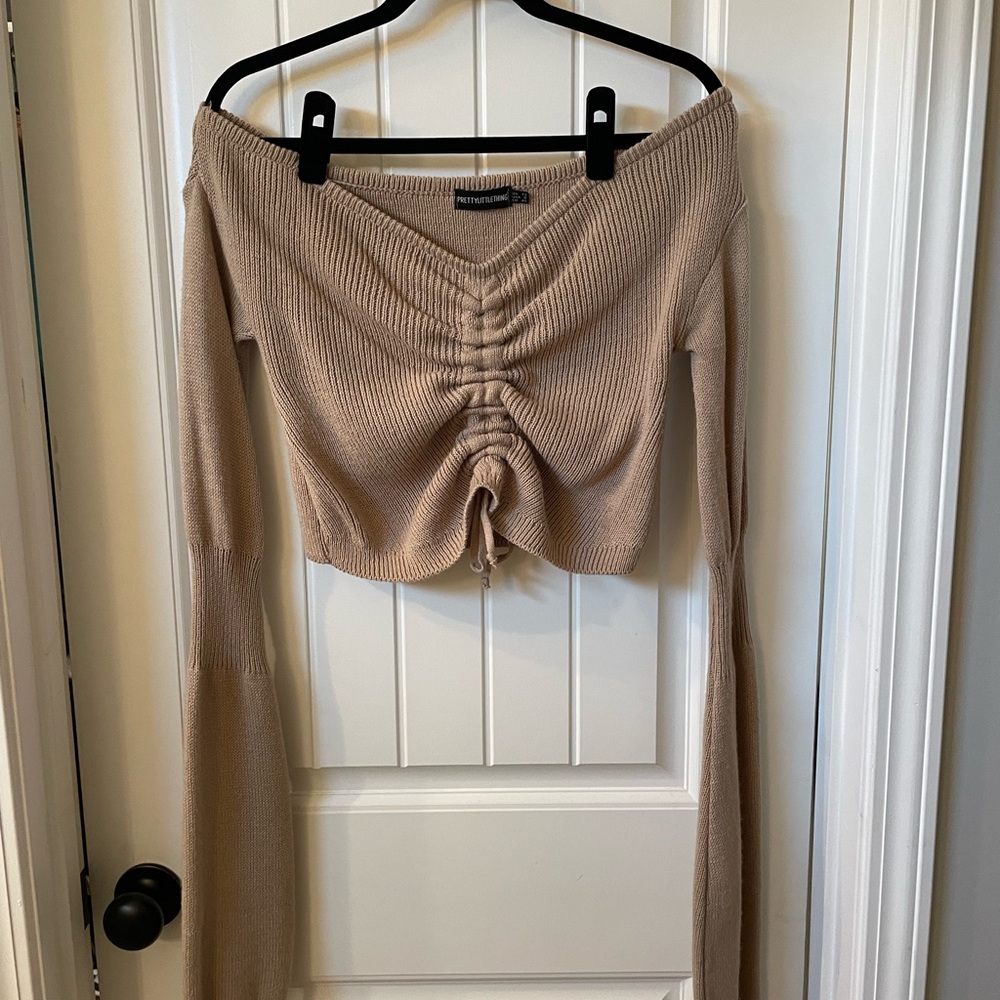 Off the shoulder crop sweater